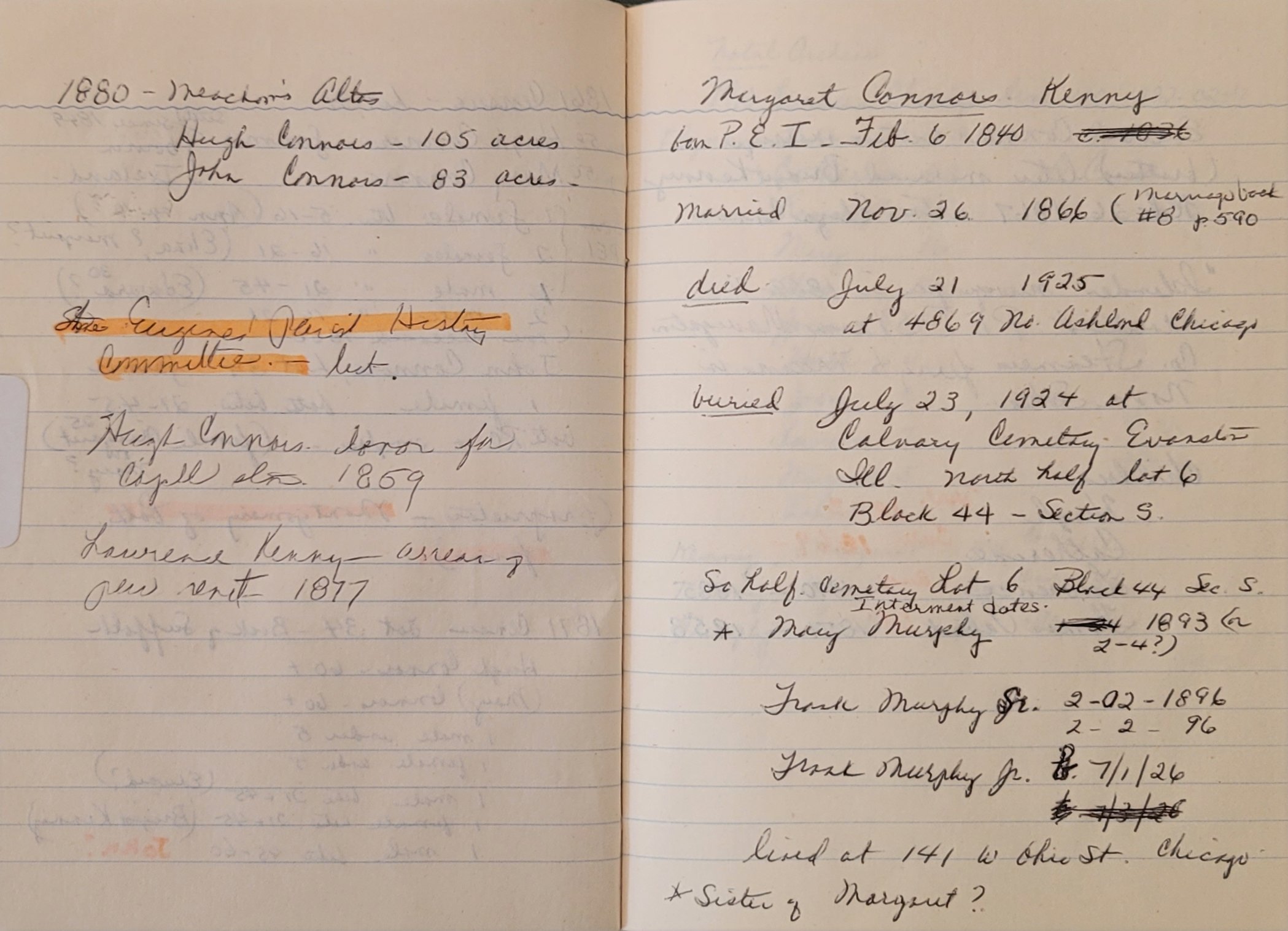 Mary Ellen Molony Brady's Prince Edward Island notebook