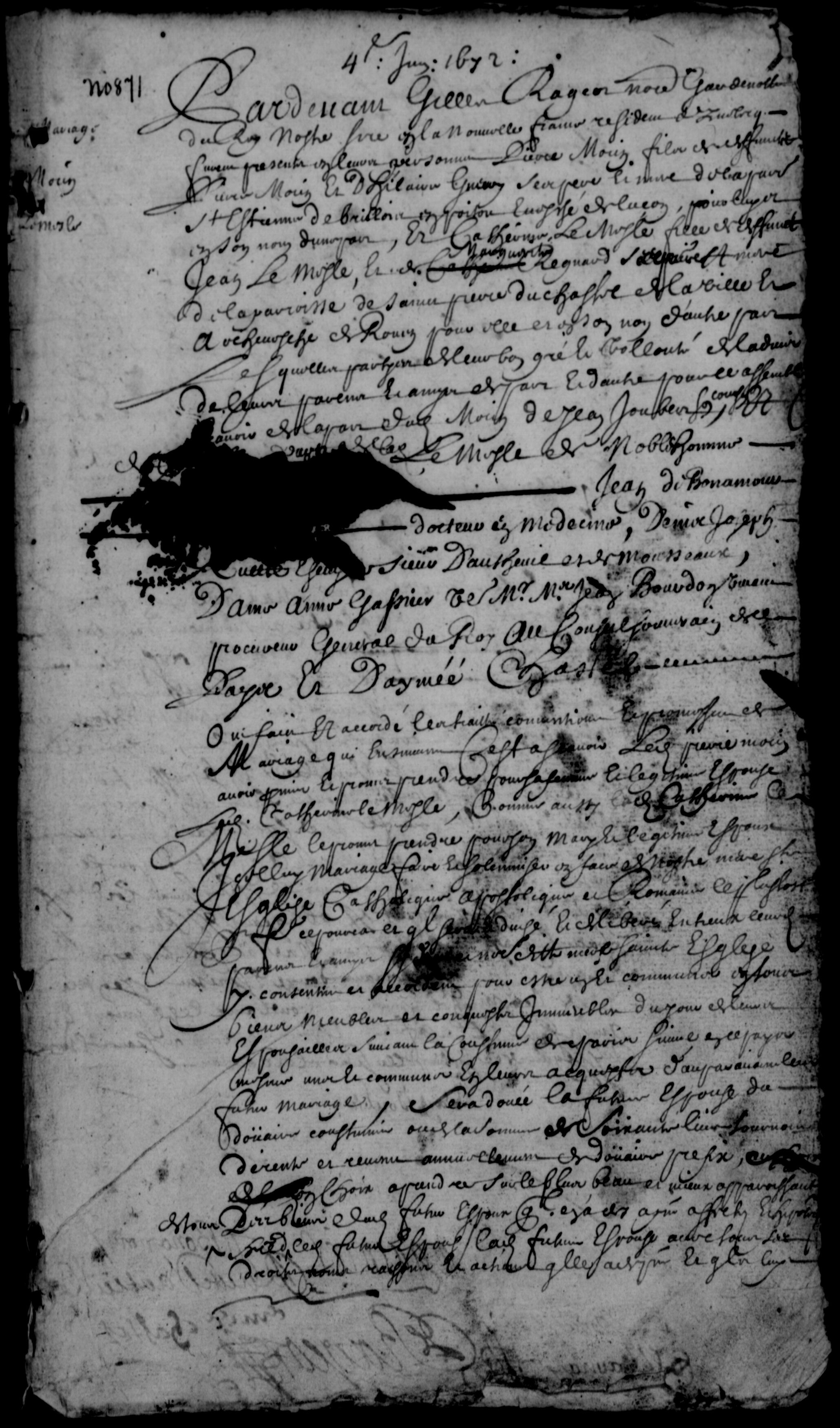 Catherine Lemesle marriage contract 1672
