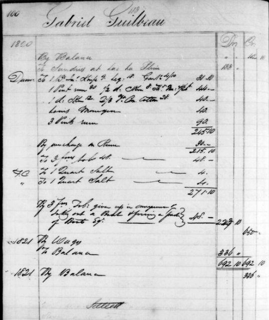 Athabasca account of Gabriel Guilbeau, reference 100
