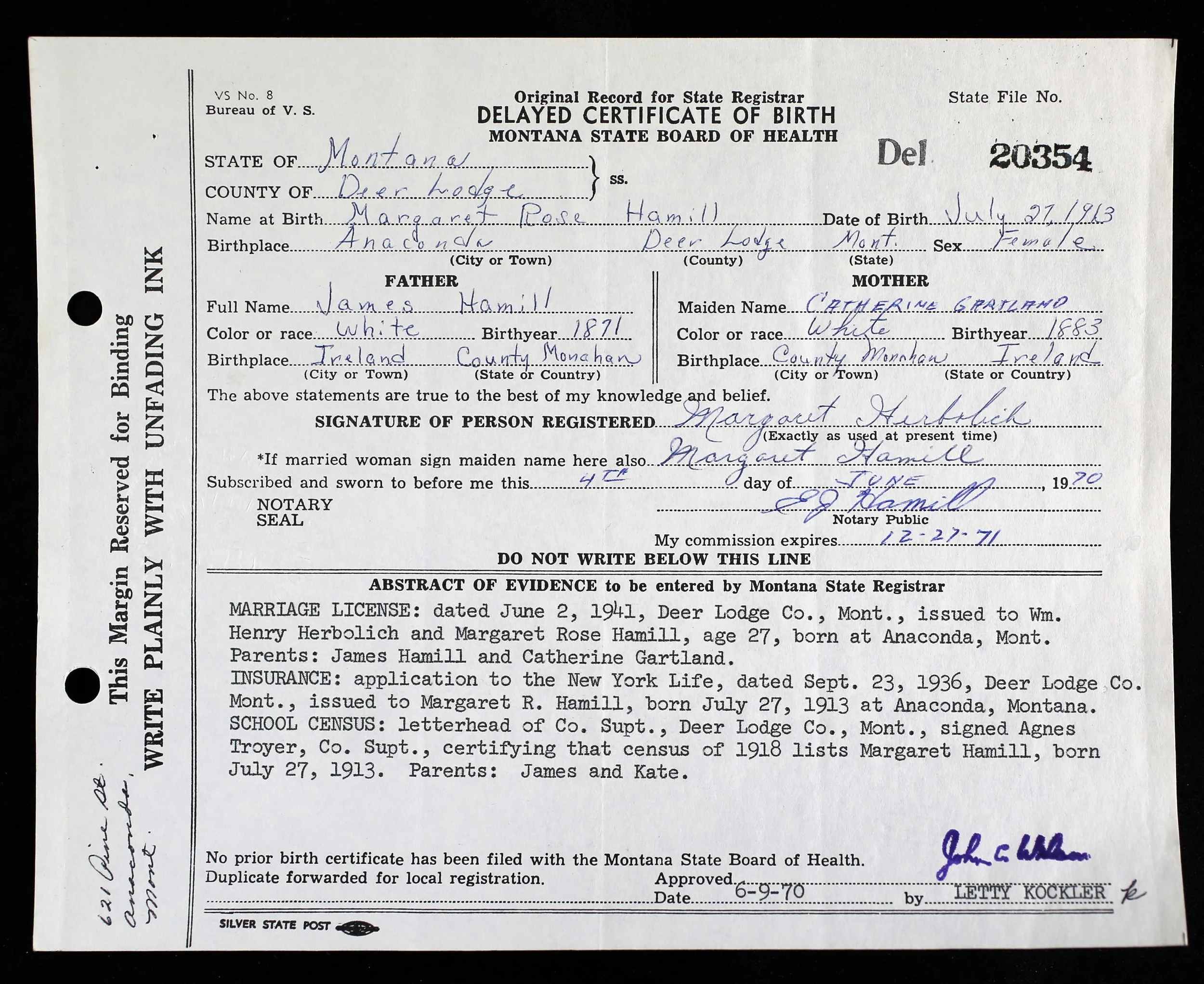 1913 Birth Margaret Rose