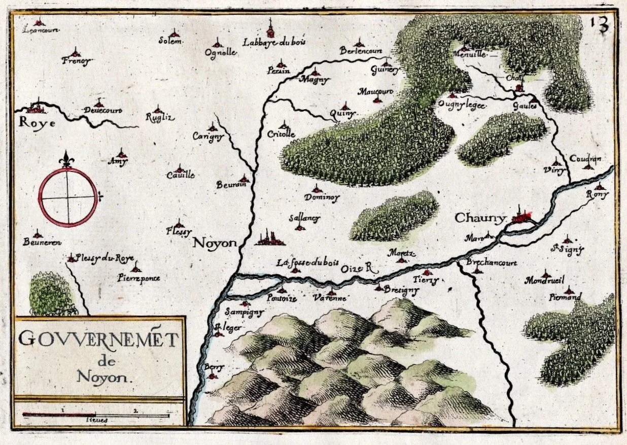 Gouvernement de Noyon, 1634 map by Nicolas Tassin