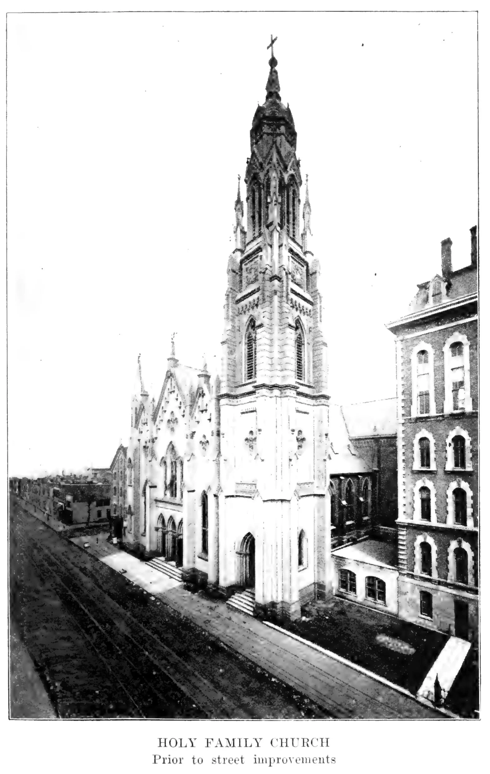 Church of the Holy Family, Chicago, prior to street improvements