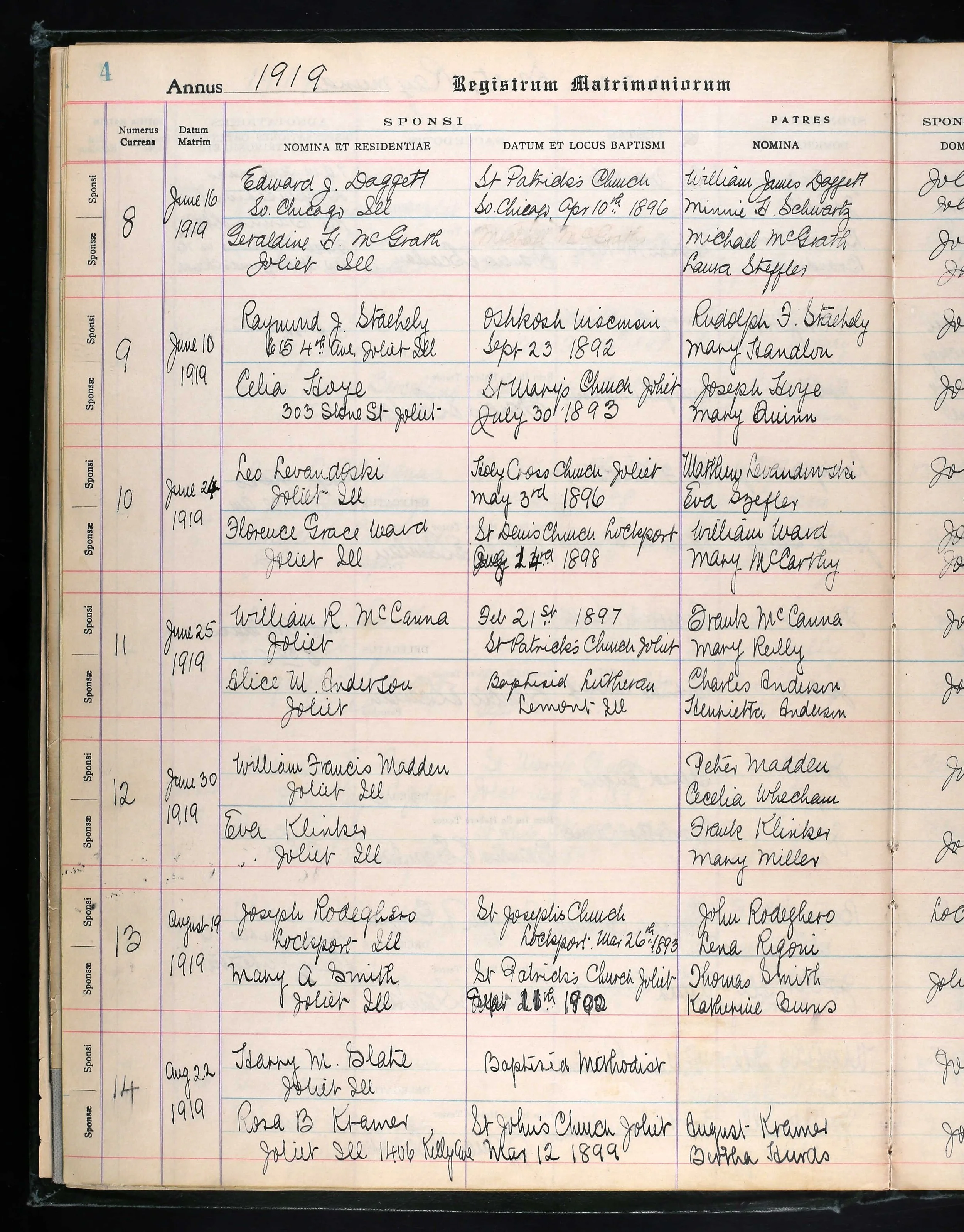 1919 Marriage Record