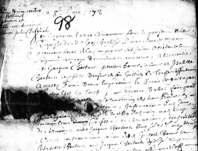 The 1672 Bertault-Banne criminal file, Prévôté de Québec