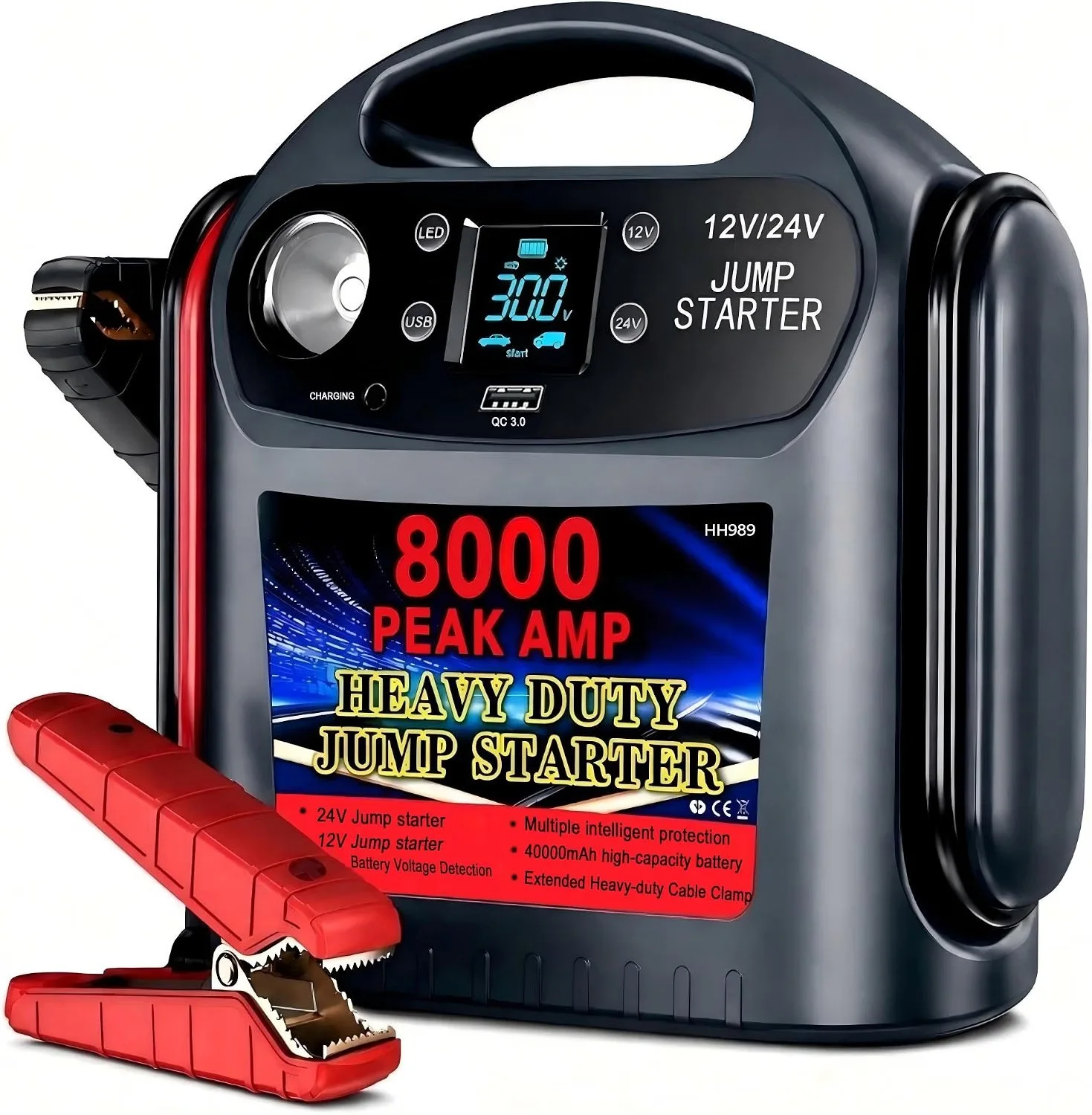 Heavy duty 12 volt 24 volt truck jump starter