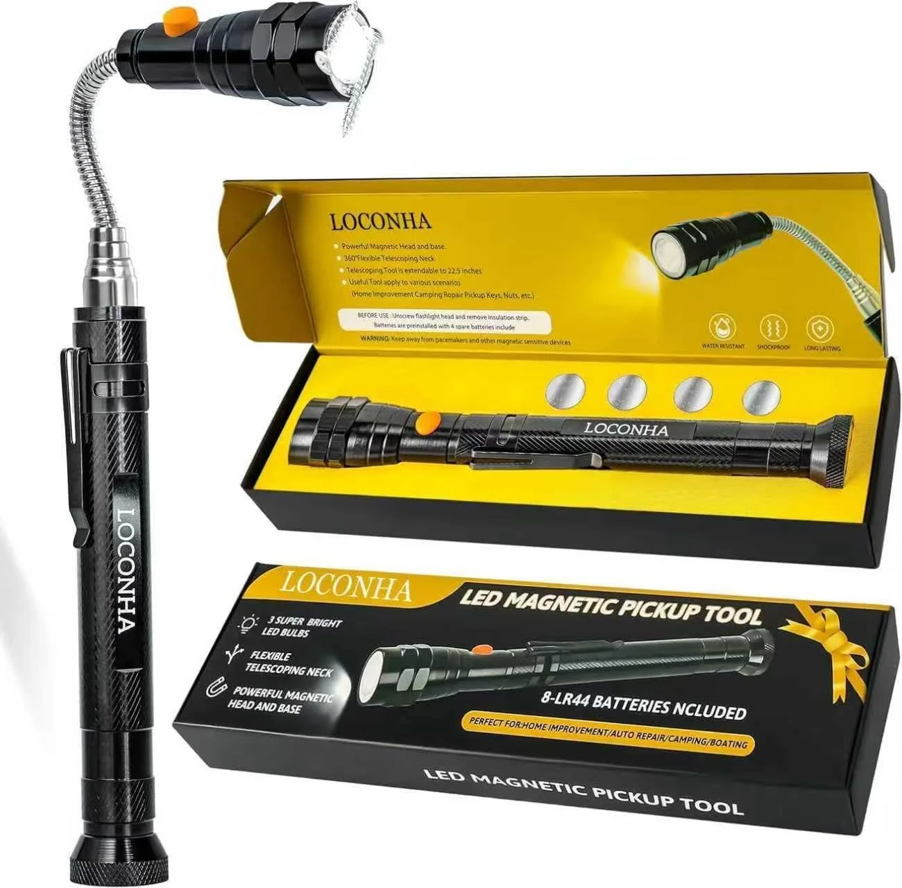 LOCONHA Magnetic Pickup Tool with LED Lights