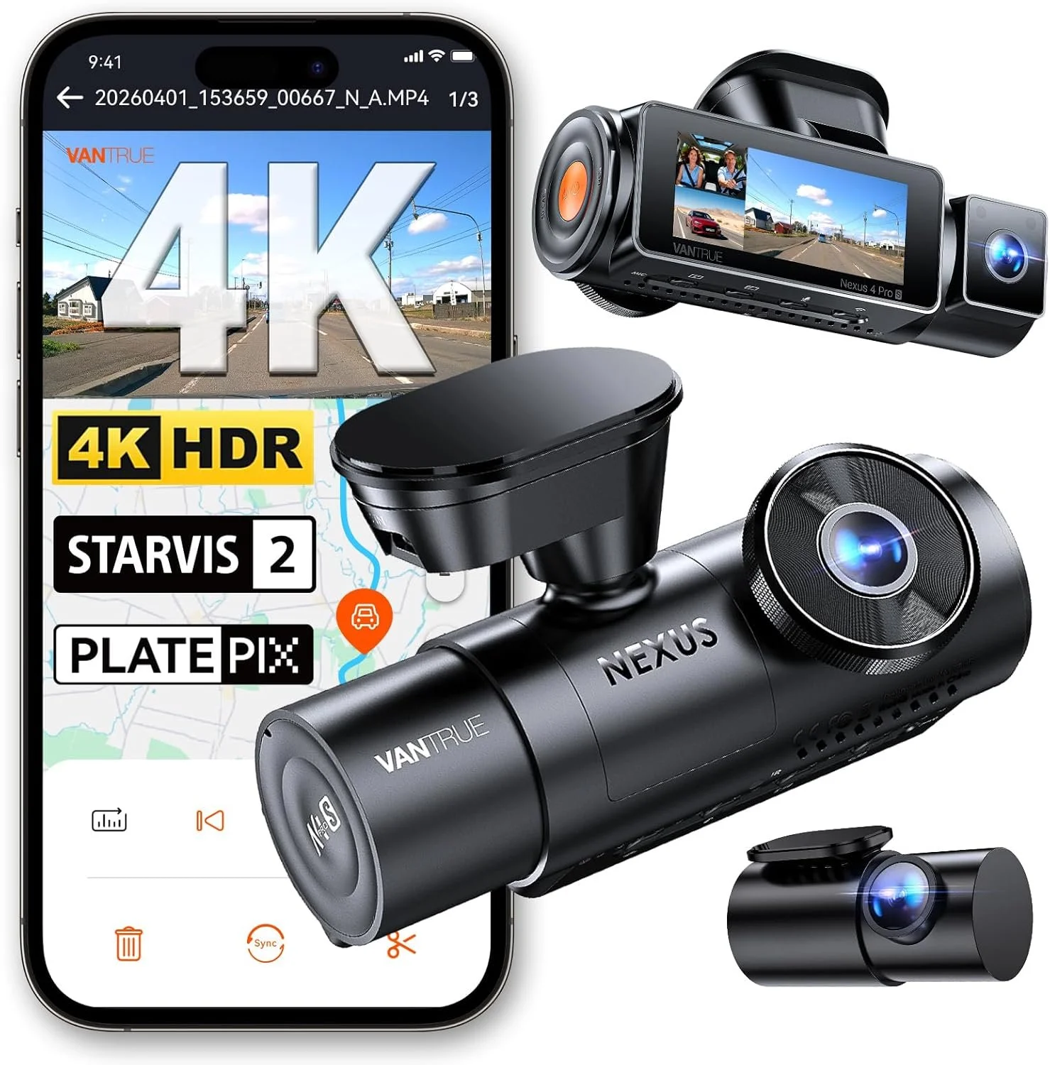 Vantrue N4 Pro S 4K three-channel dash cam