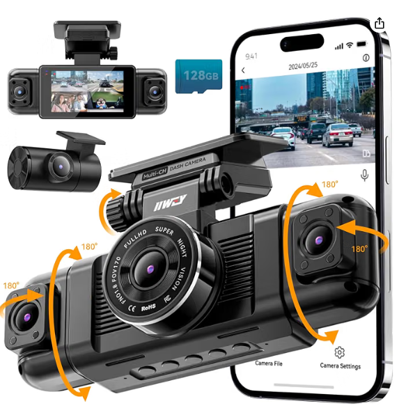 IIWEY N5 four-channel dash cam with 128GB memory card