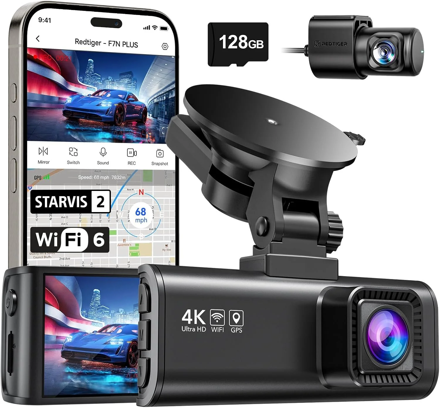 REDTIGER F7NP 4K Front and Rear Dash Cam