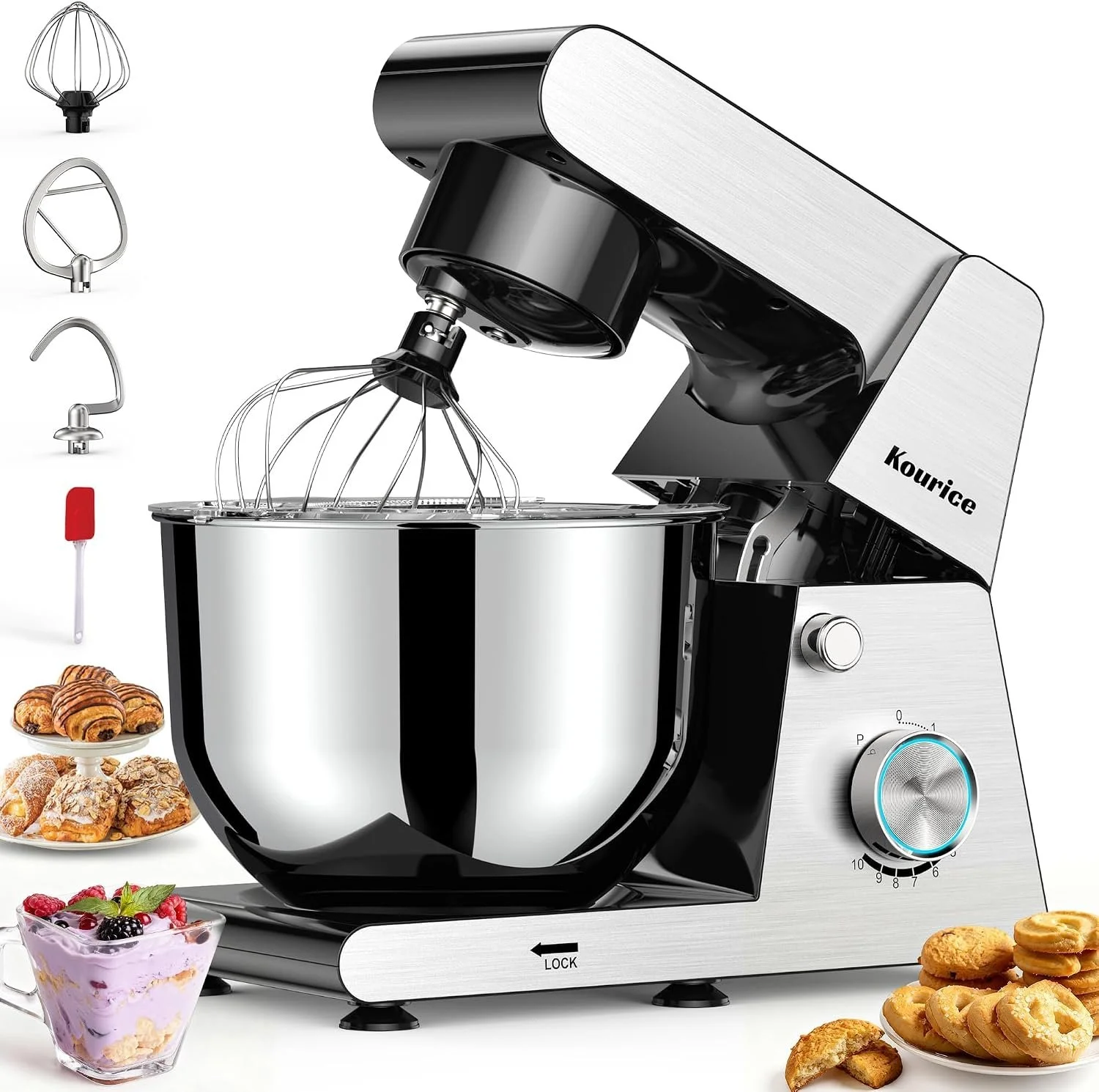 Kourice 6.5QT Tilt-Head Stand Mixer