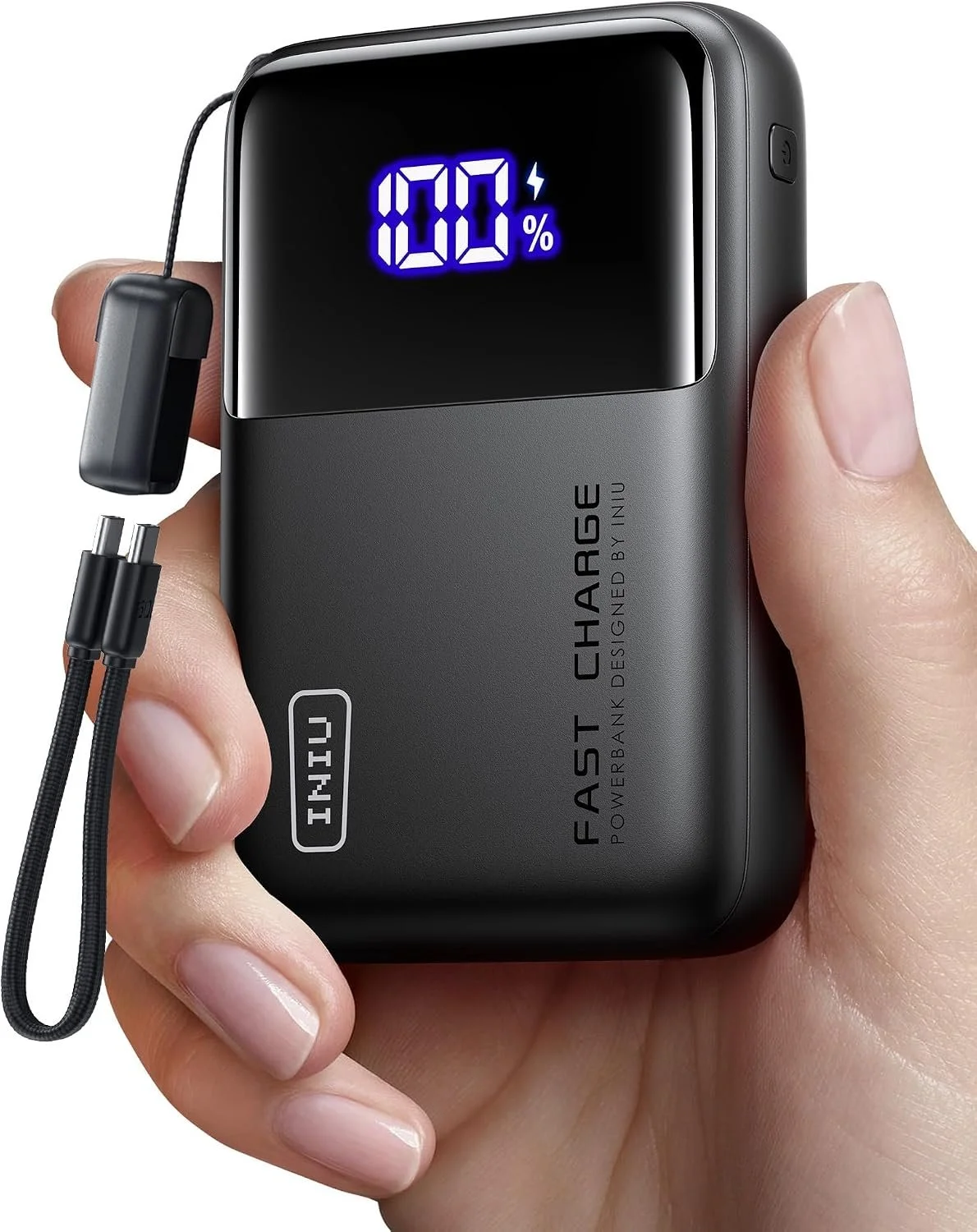 INIU 20000mAh 65W Laptop Power Bank with Built-in USB-C Cable