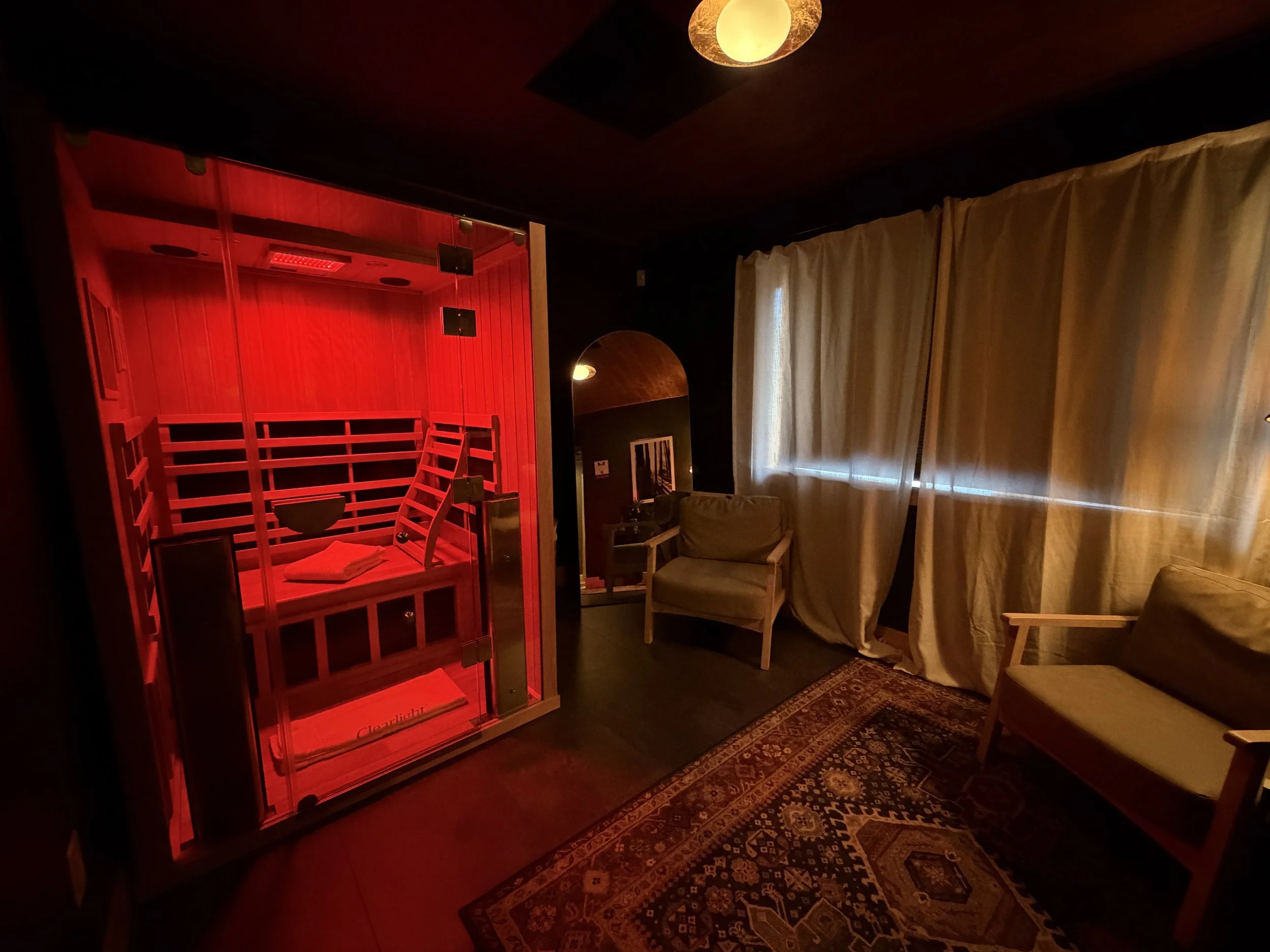 Room 1 — private infrared sauna for one to two people