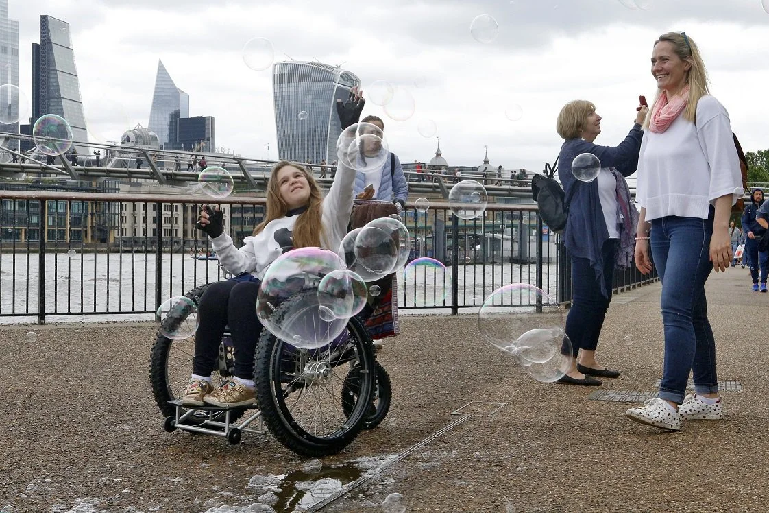 Young carer and mum enjoying a day out