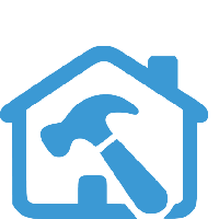 A blue house symbol.