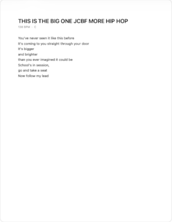 Finished lyric PDF document