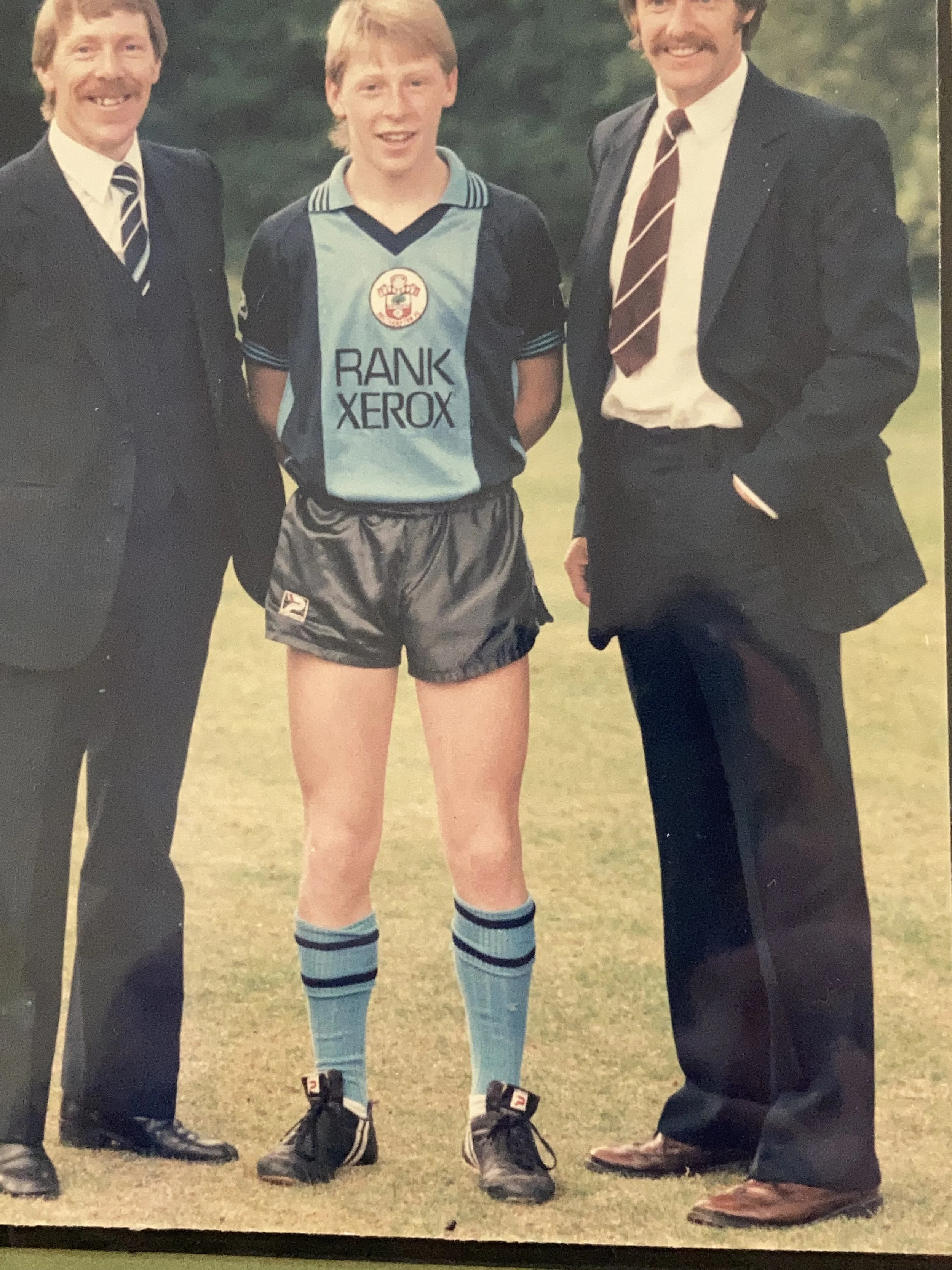 Young MJ Tate signing for Southampton FC, mid 1980s