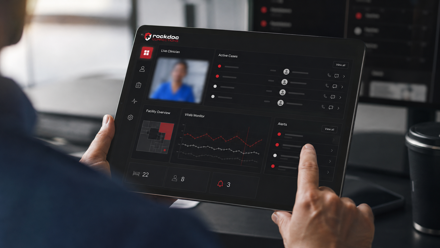 Rockdoc CareCommand platform shown on a tablet