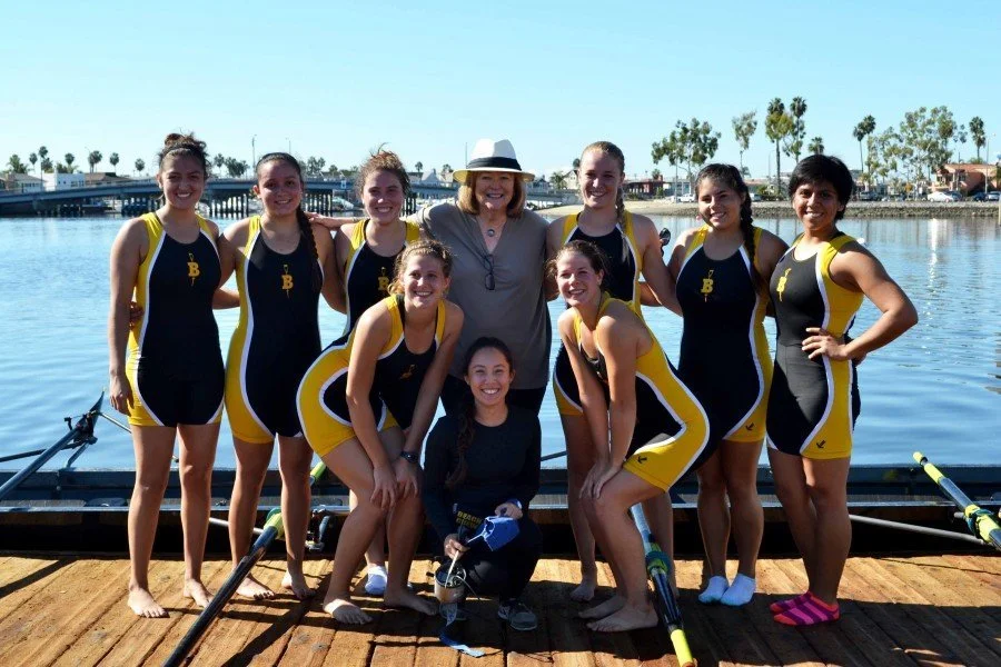 President Jane Close Conoley attends the Naples Island collegiate rowing meet on Sunday. This was the first home meet for the fall season.