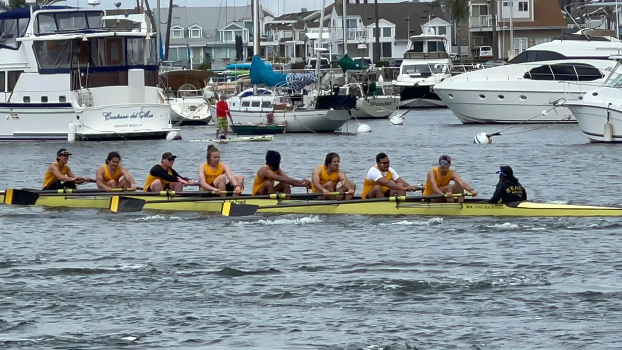Long Beach State Men's Crew racing at the 2023 California Cup Challenge