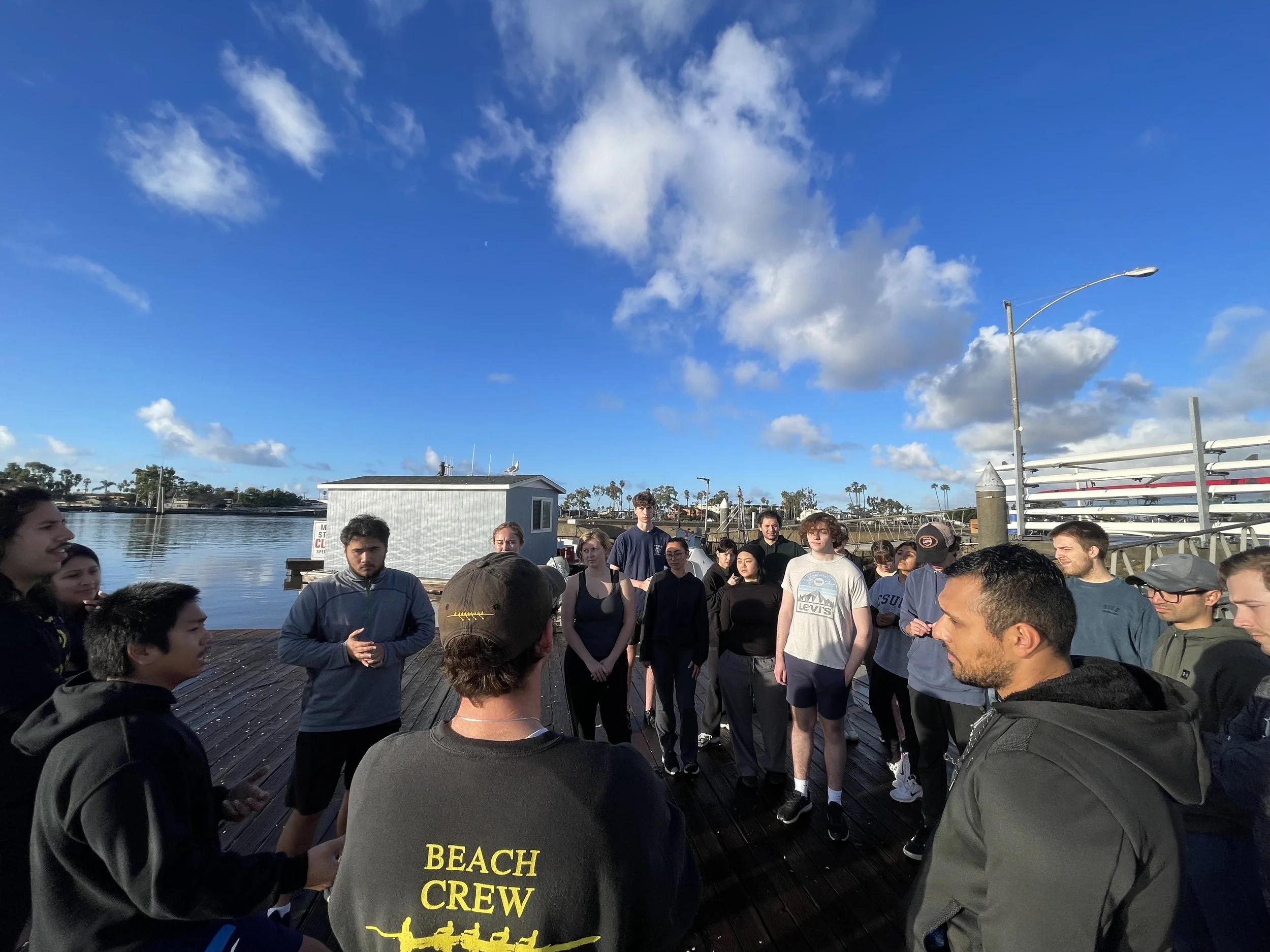 Officers making final announcements at the end of practice.