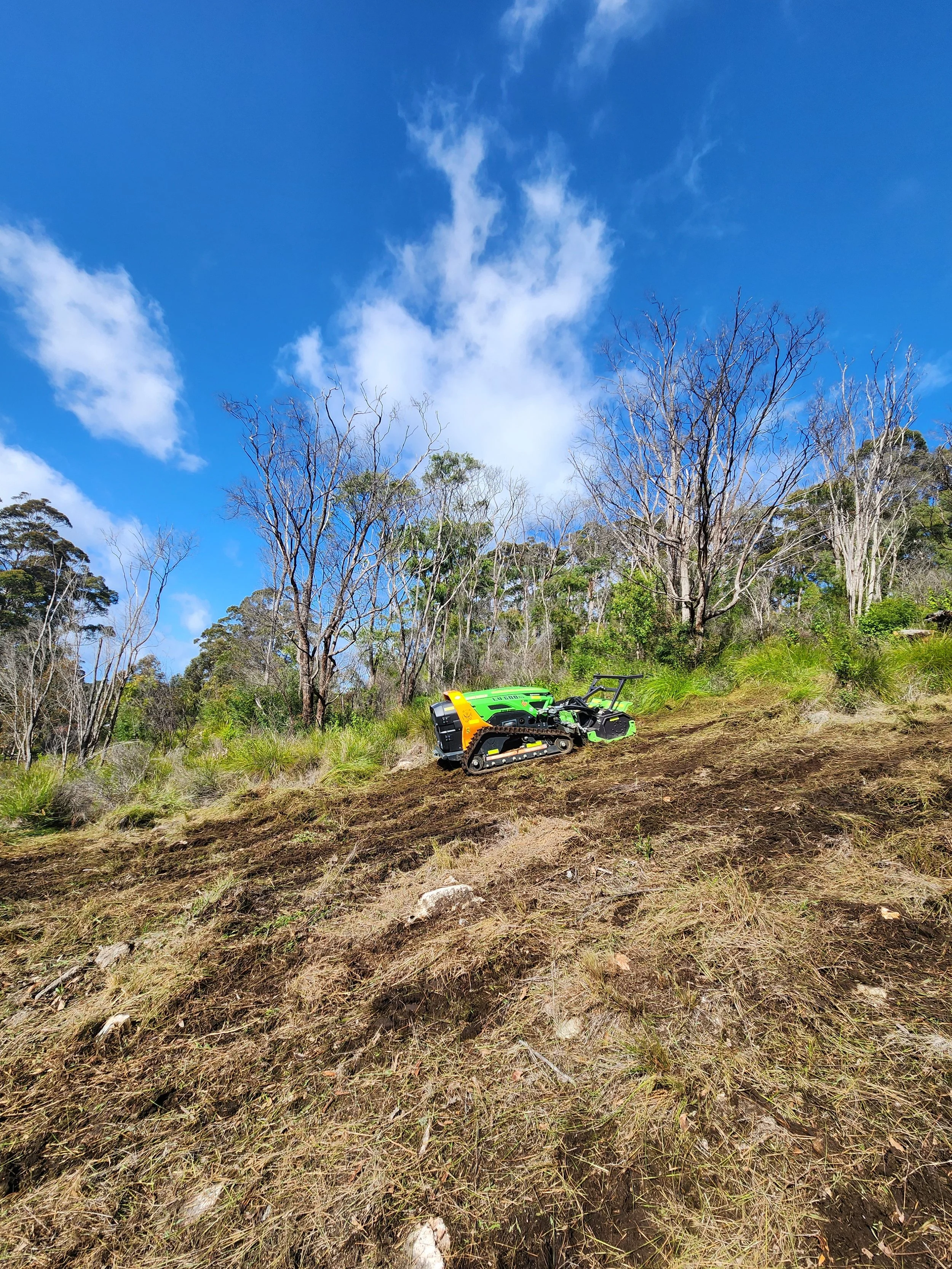 ARC11 machine mulching steep slope, Great Southern WA