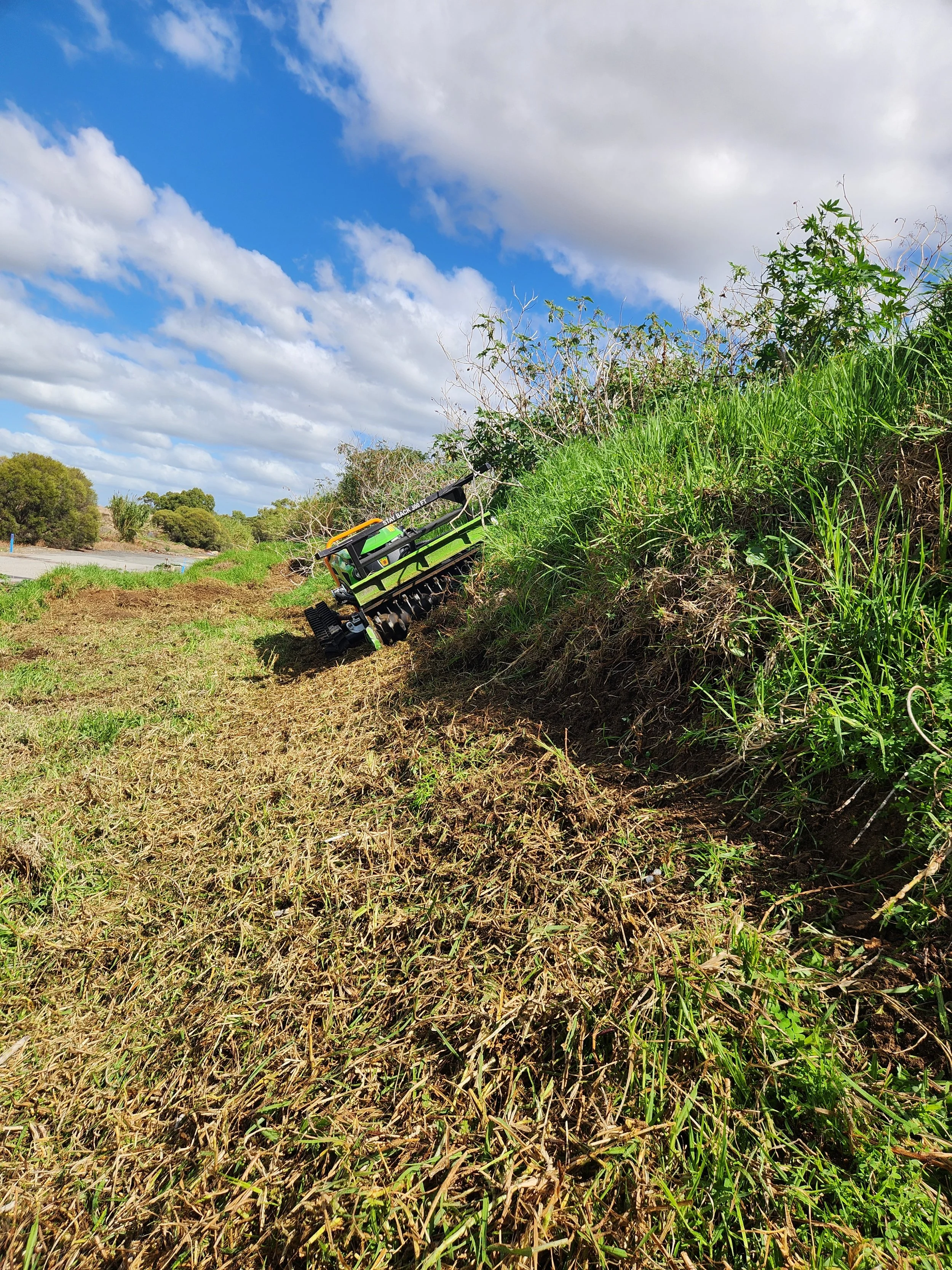 ARC11 mulching a drainage-side embankment — Great Southern WA