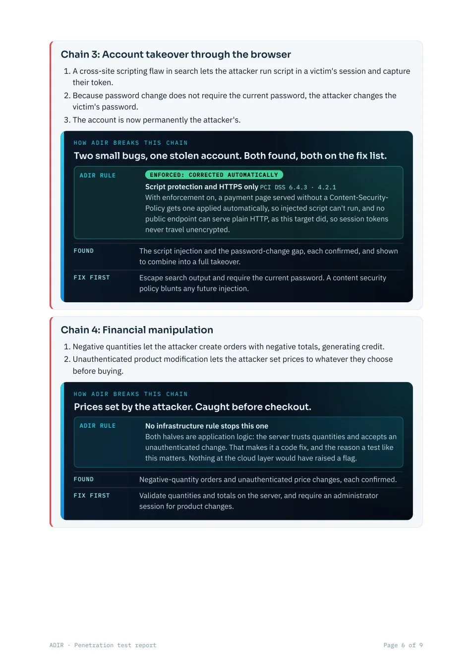 Sample report page 6: Attack chains 3 and 4