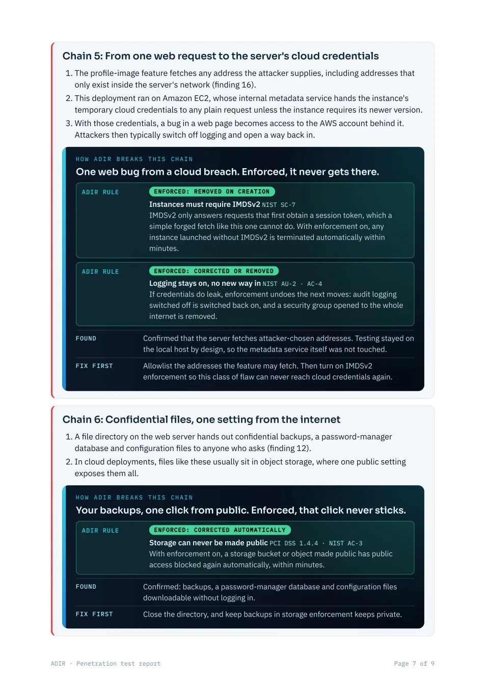 Sample report page 7: Attack chains 5 and 6