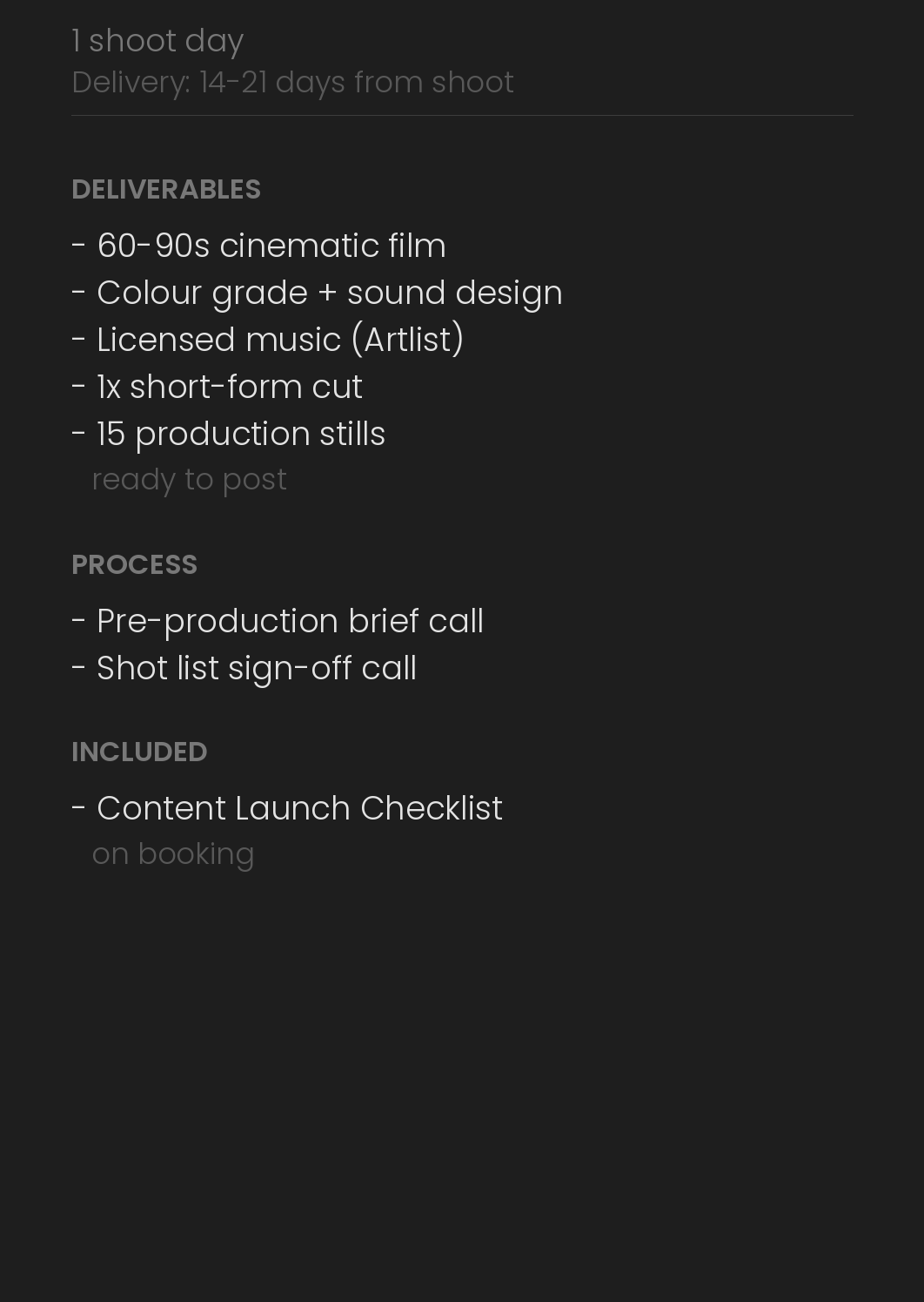 Minimum package details