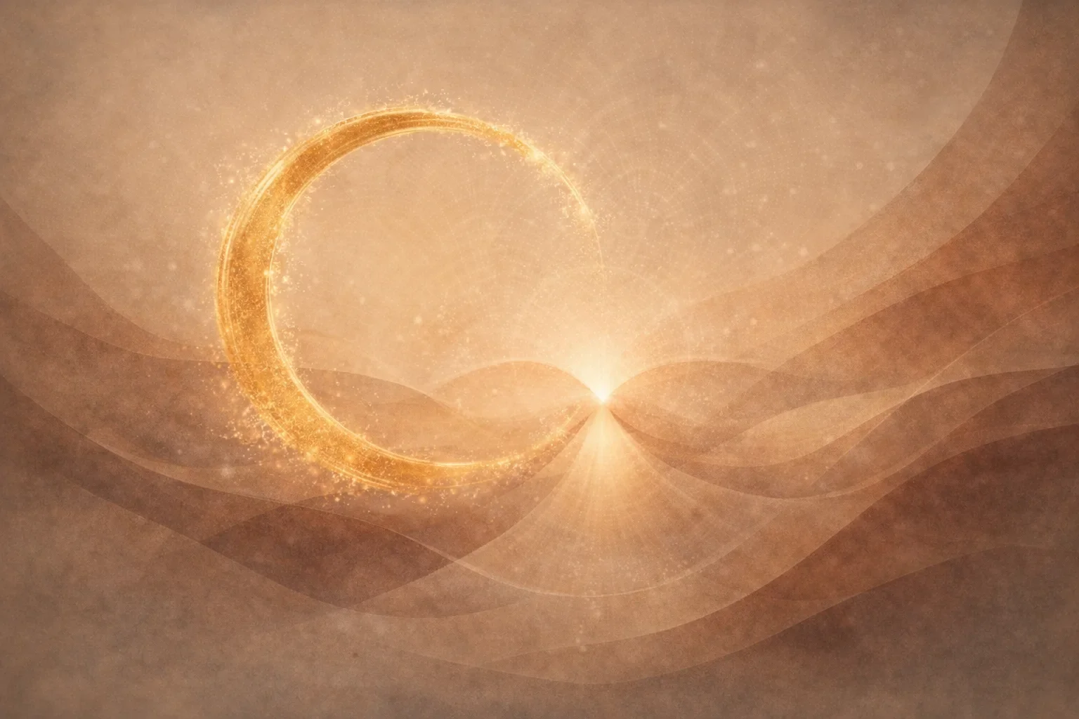 Abstract flowing golden circle representing the philosophy behind Somatic Learning and the Satori Institute