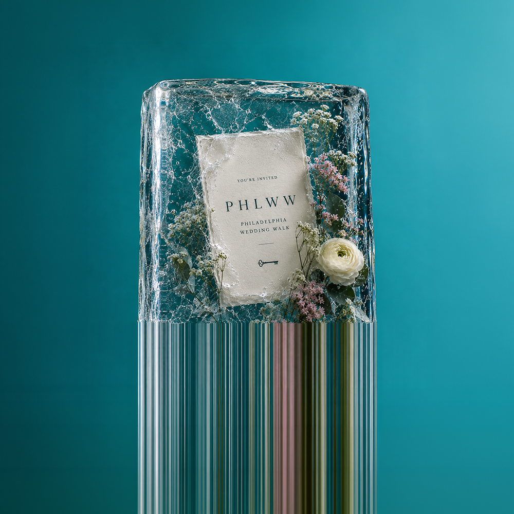 Floral ice sculpture teaser for the 2027 Fishtown venue reveal