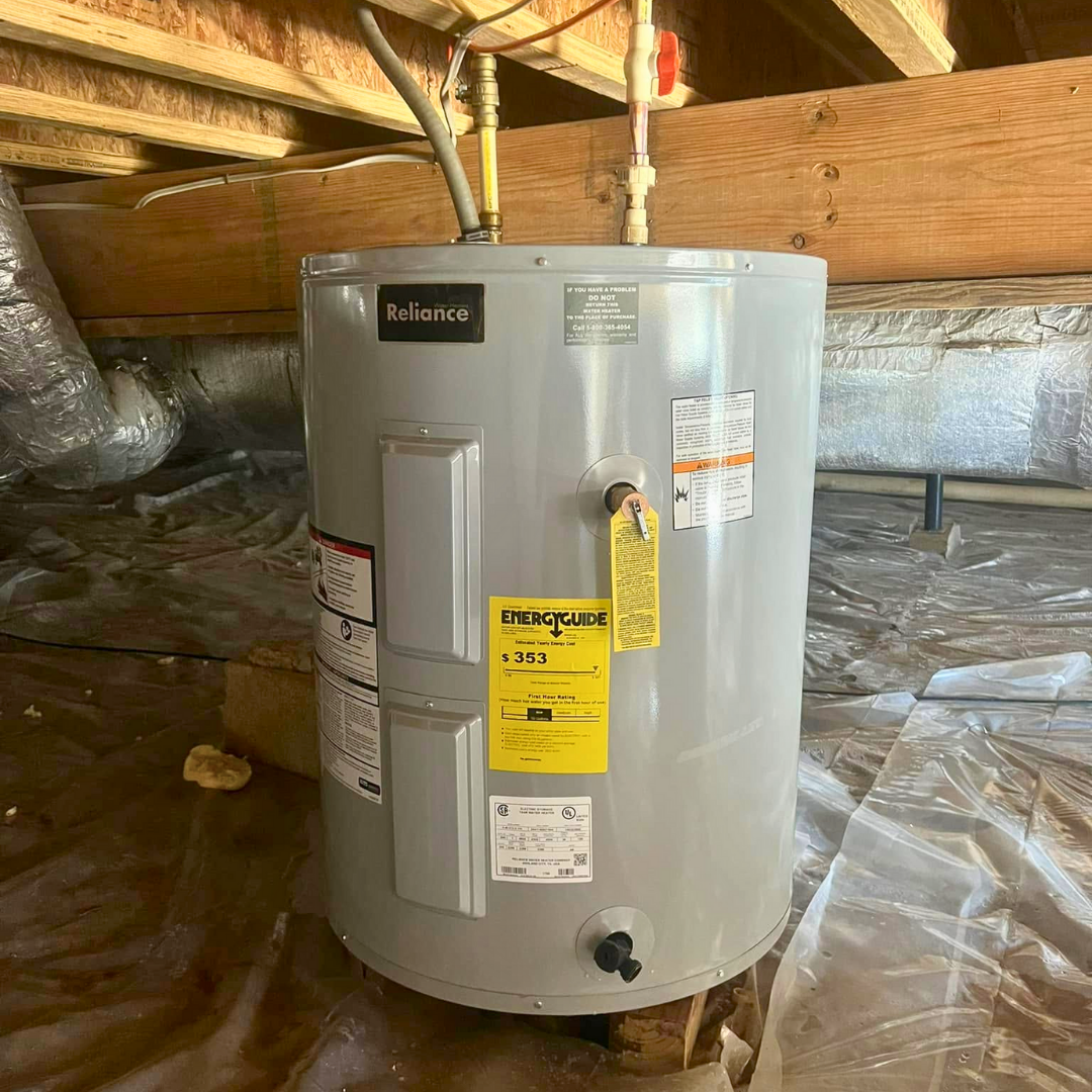 Water heater installed in a crawl space