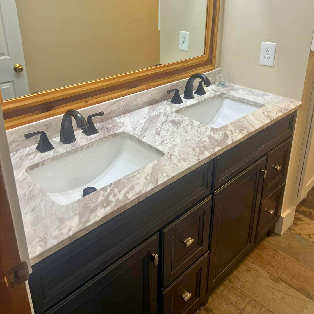 Double vanity bathroom sinks installed