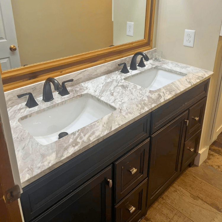 Double vanity bathroom sinks installed