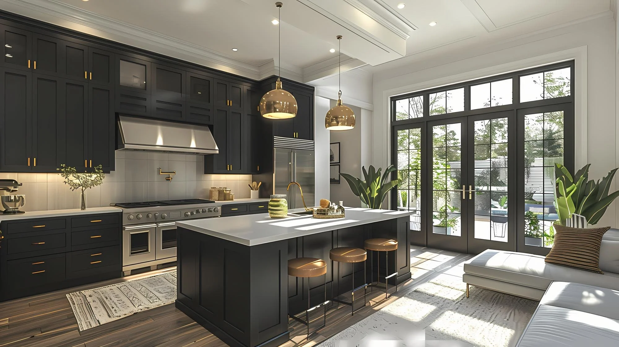 Layered stone textures and warm neutral tones in a modern interior