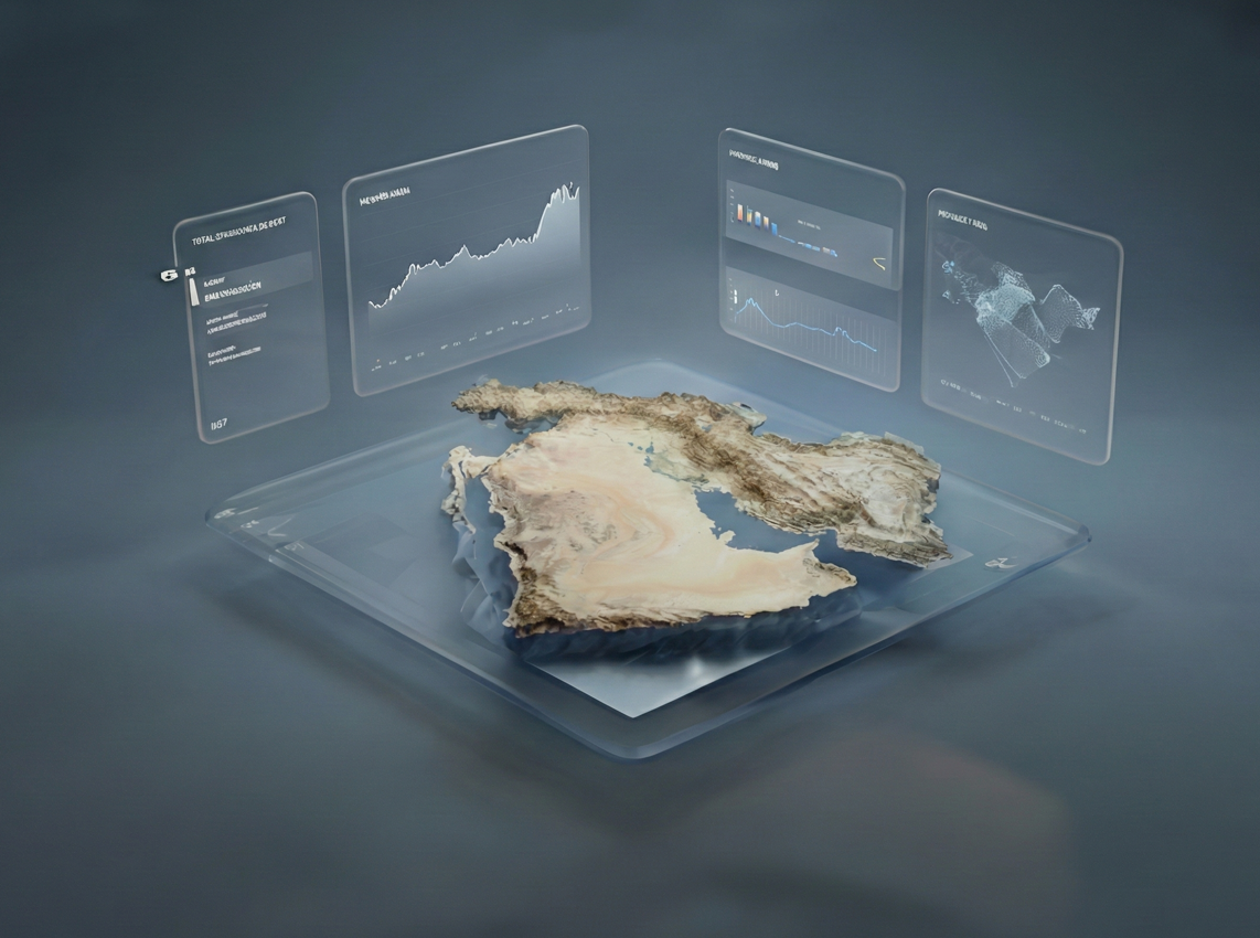 AI-powered procurement intelligence dashboard showing Middle East market data visualization