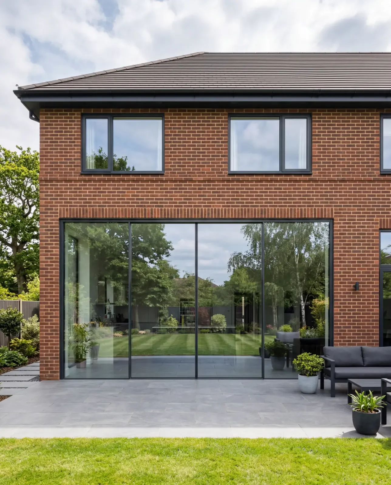 Modern rear glazing in a brick home
