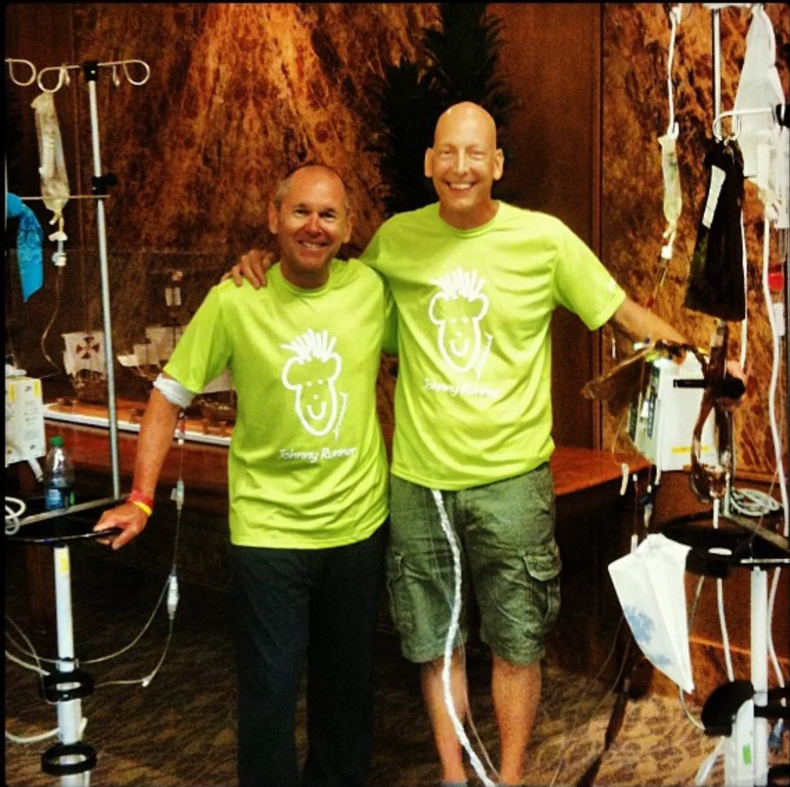 Johnny with treatment friend at Huntsman Cancer Institute