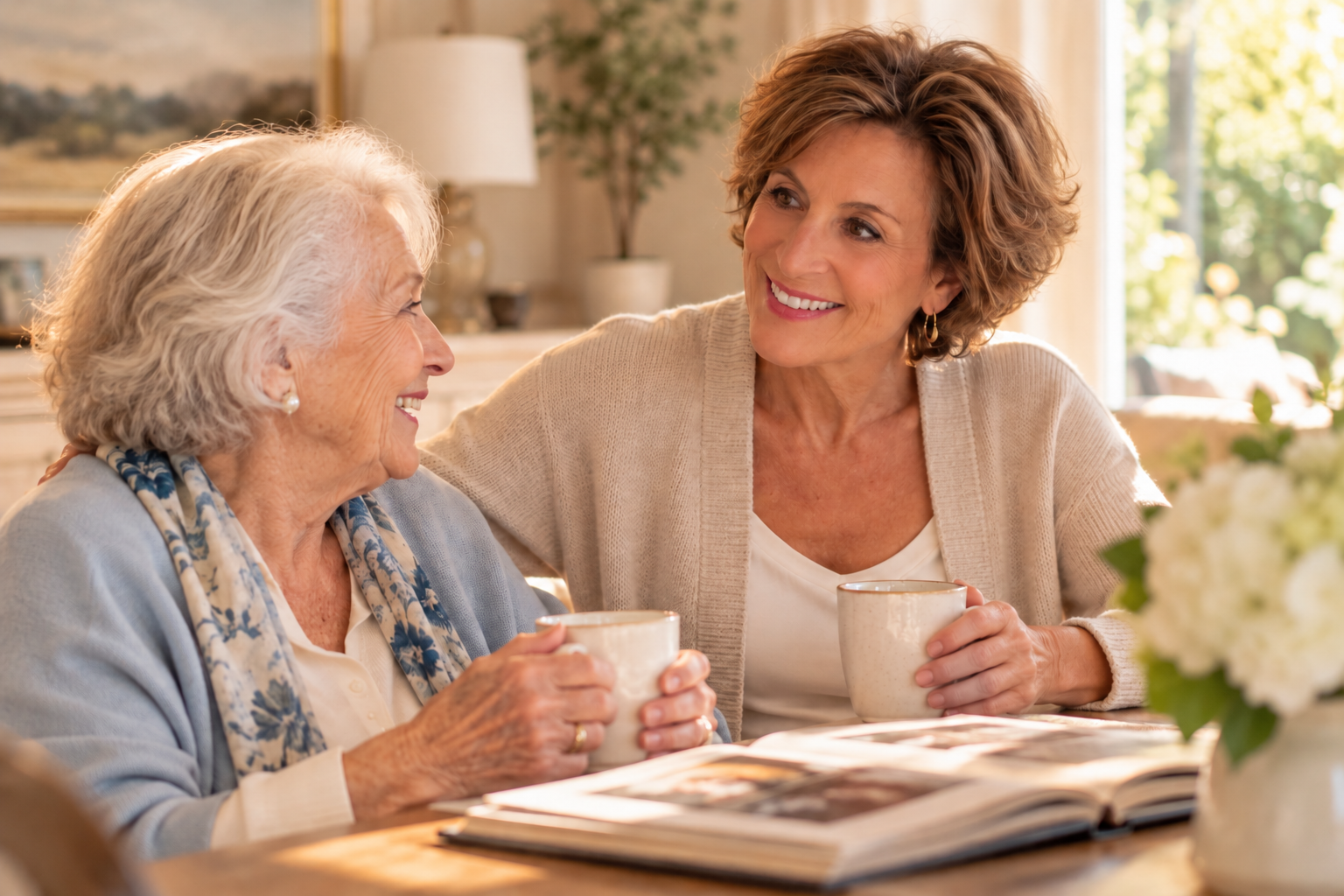 Warm, personal caregiving and companionship over coffee