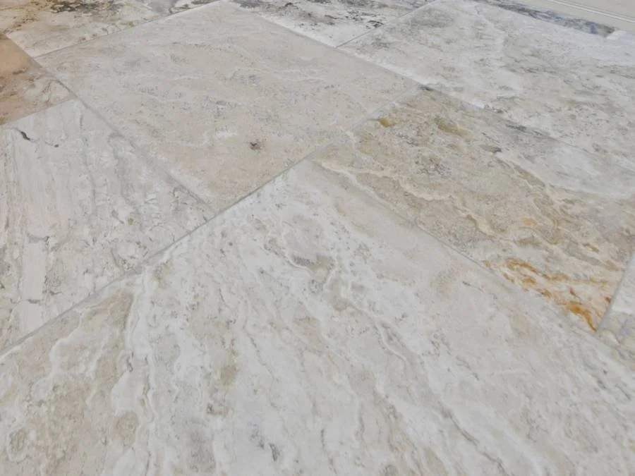 Natural stone surface sealed with a clear, protective finish.
