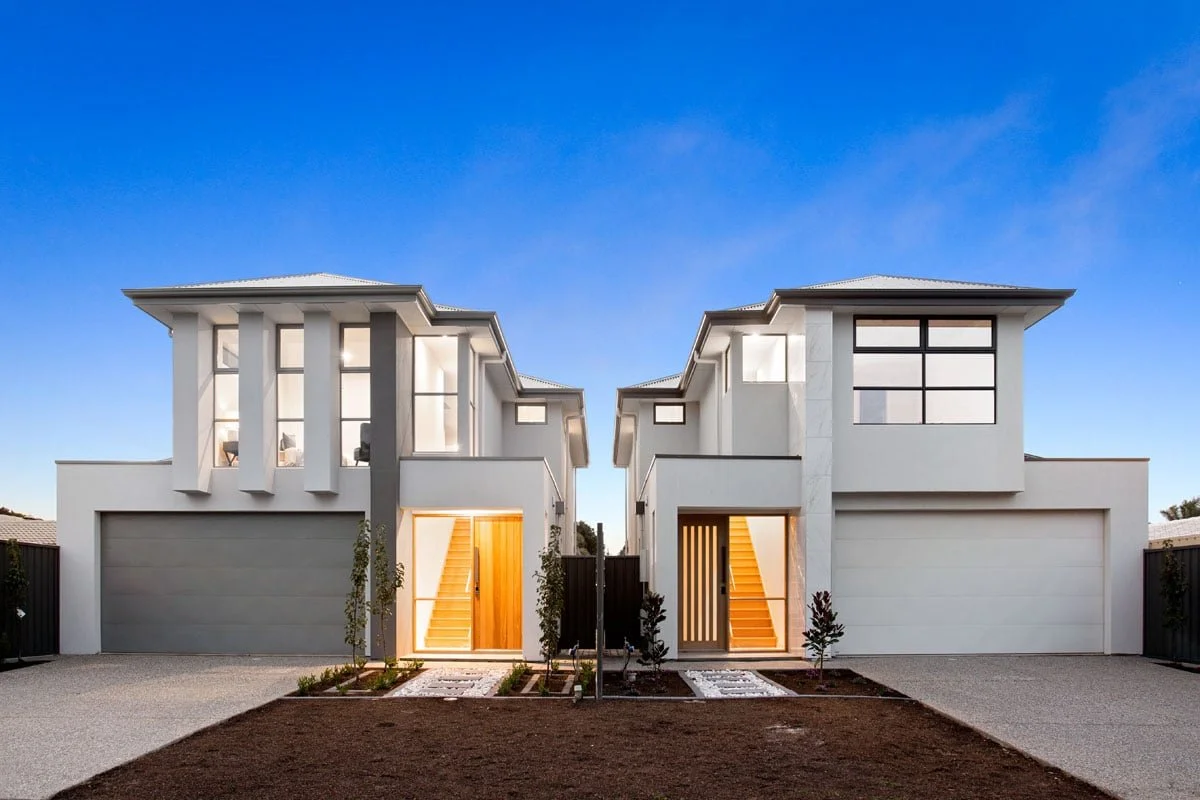 Residential development under construction — timber framing and site works