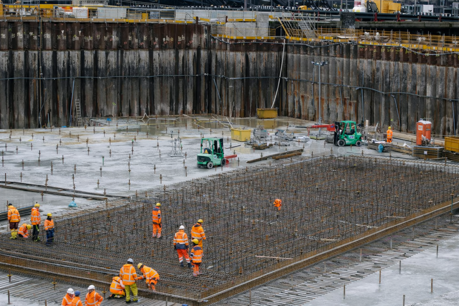 Construction workers and equipment on a building site — construction finance Melbourne