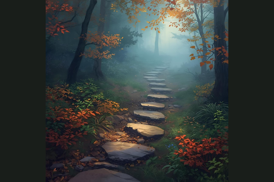 Stone path in nature.