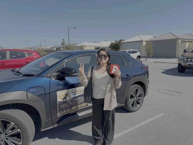 Marilina Villagran with her P plates after passing her driving test