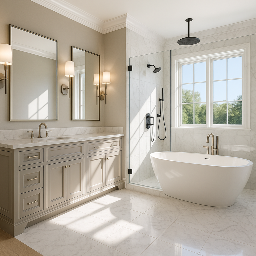 A custom bathroom remodel by Veritas Custom Homes