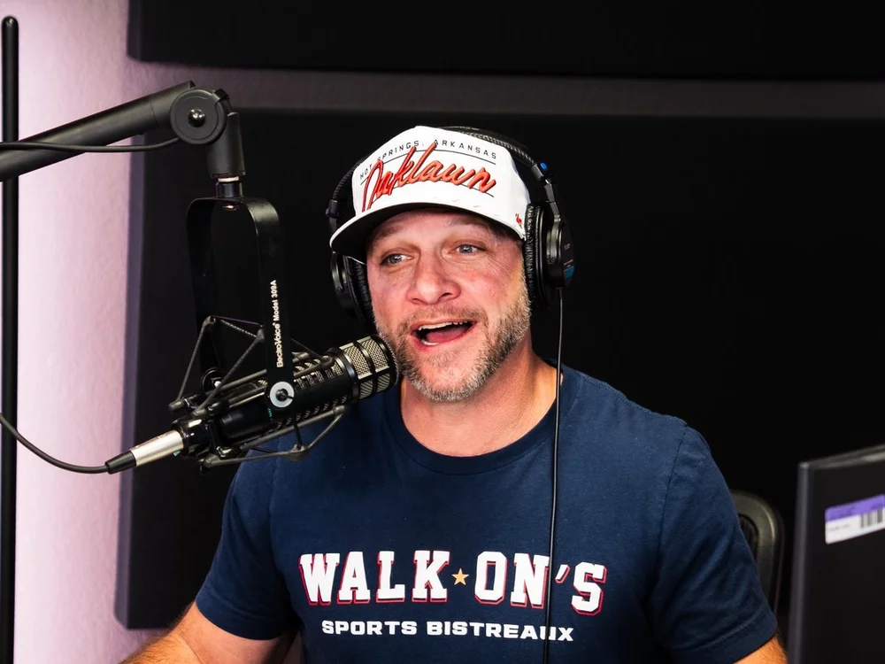 Bo Mattingly, host, on the air in the Chuck & Bo Show studio