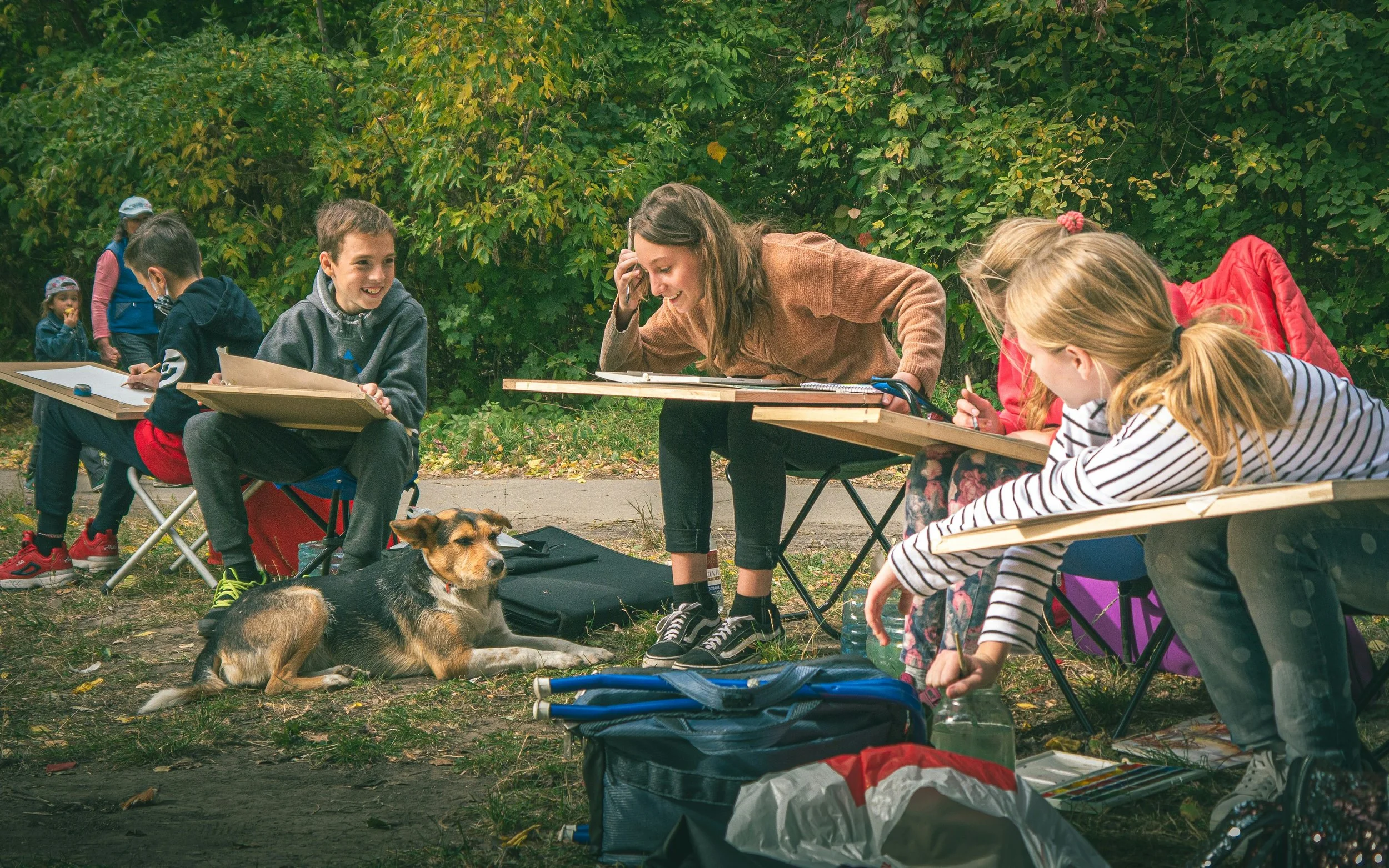 Plein air painting outdoors