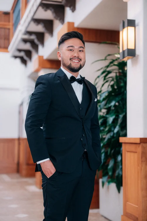 Alex in his suit before the ceremony