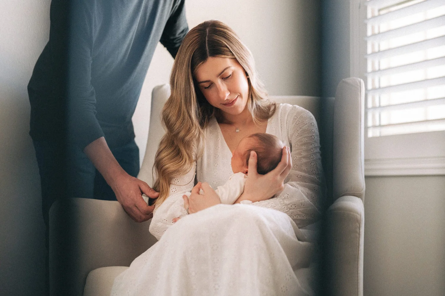 Newborn at home during an in-home session, Orange County