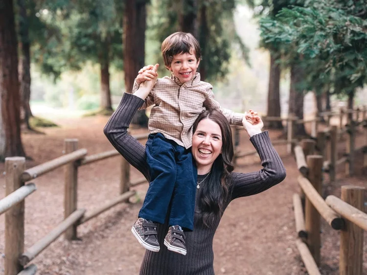 A family among the redwoods on the Redwood Grove Trail in Yorba Linda